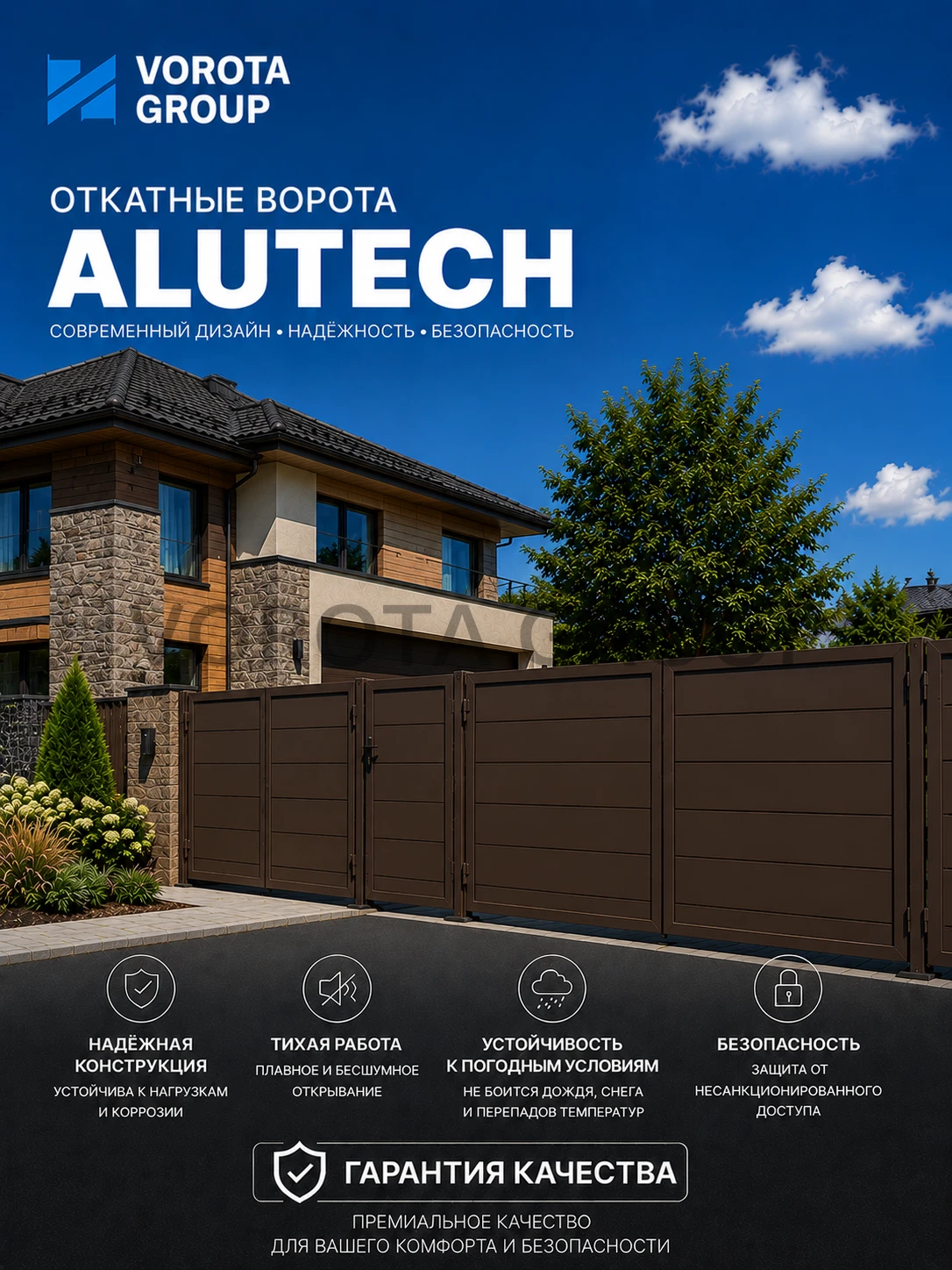 Откатные ворота Alutech Prestige (выс. х  шир.) 2460*3500