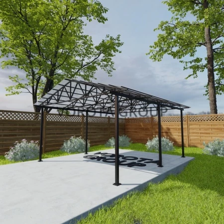 Двухскатный навес белого цвета, сотовый поликарбонат 4500*12000